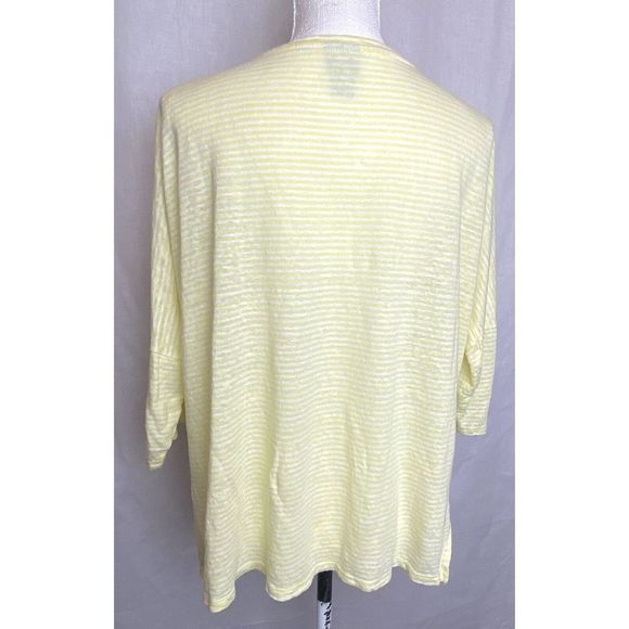 Chicos Womens Yellow Striped Linen Drop Shoulder Tunic Top Size 2 Large - Picture 4 of 10